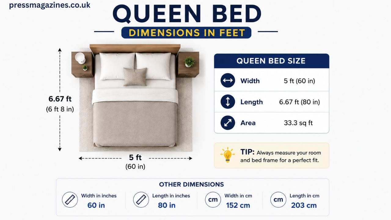 Queen bed dimensions in feet